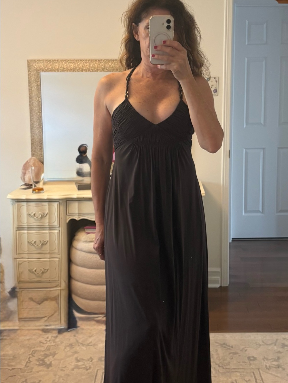 BCBGMaxAzria Black Halter Ruched Maxi Dress - Picture 1 of 7
